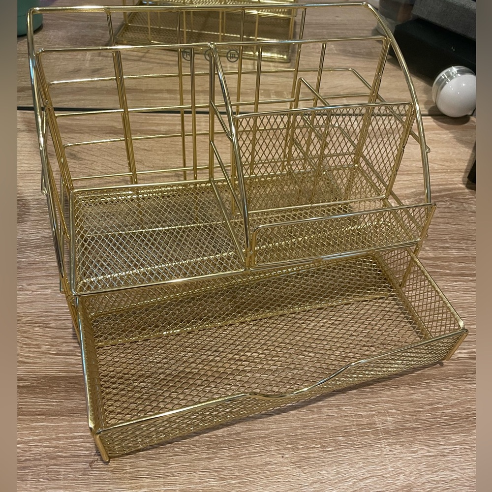 Gold desk organizer